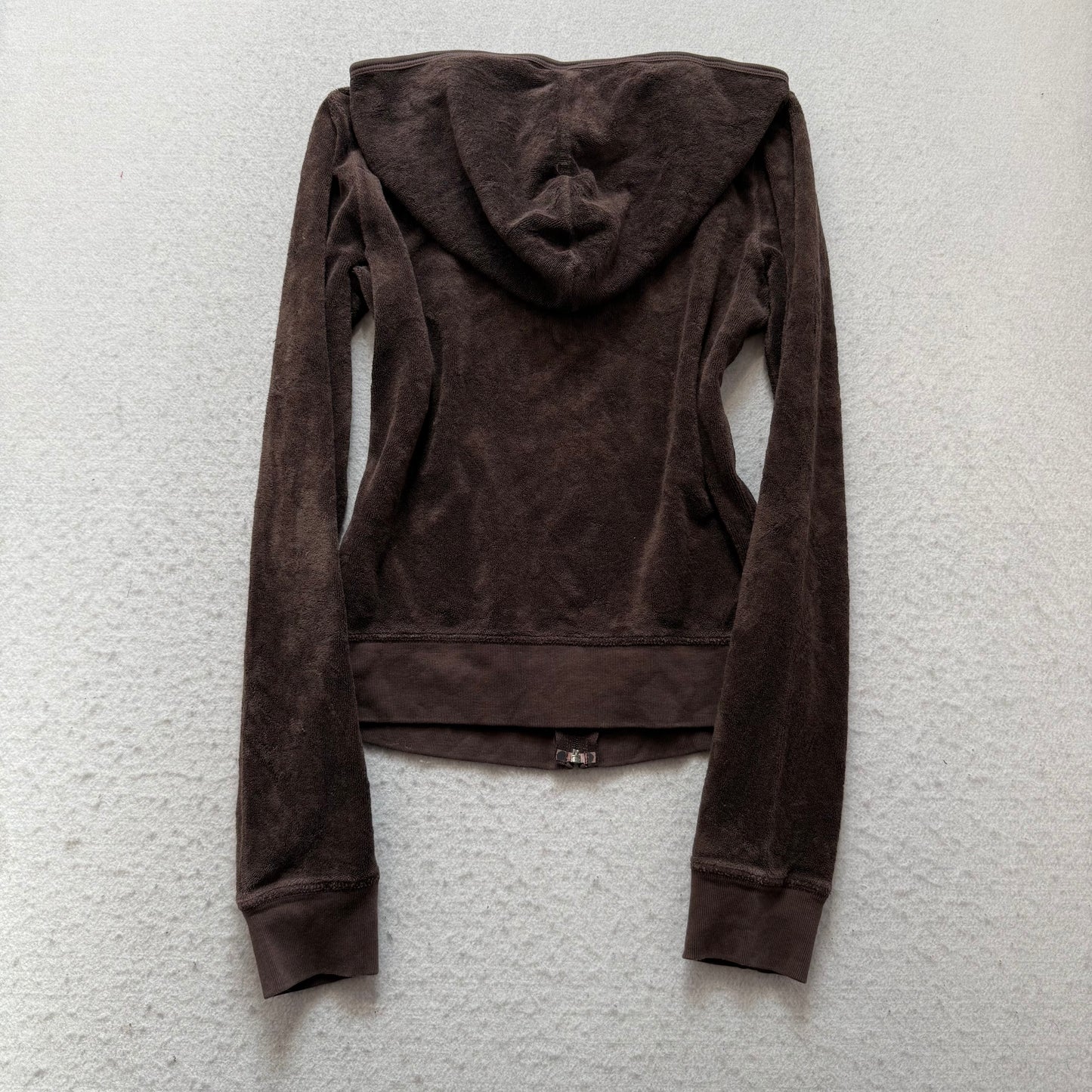 2003 Vtg Juicy Couture Women's Chocolate Brown Terry Cloth Zip-Up Hoodie Size S