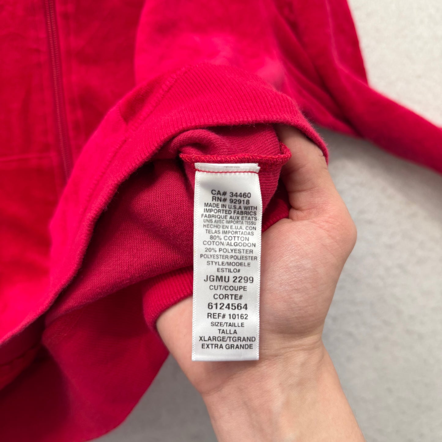 Juicy Couture Women Red Velour Tracksuit Set Zip-Up Hoodie & Flared Pant Size XL