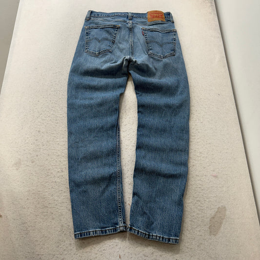 Levi's 505 Men Blue Denim Jeans Straight Leg Pocket Zip-Fly Classic Size W32xL30