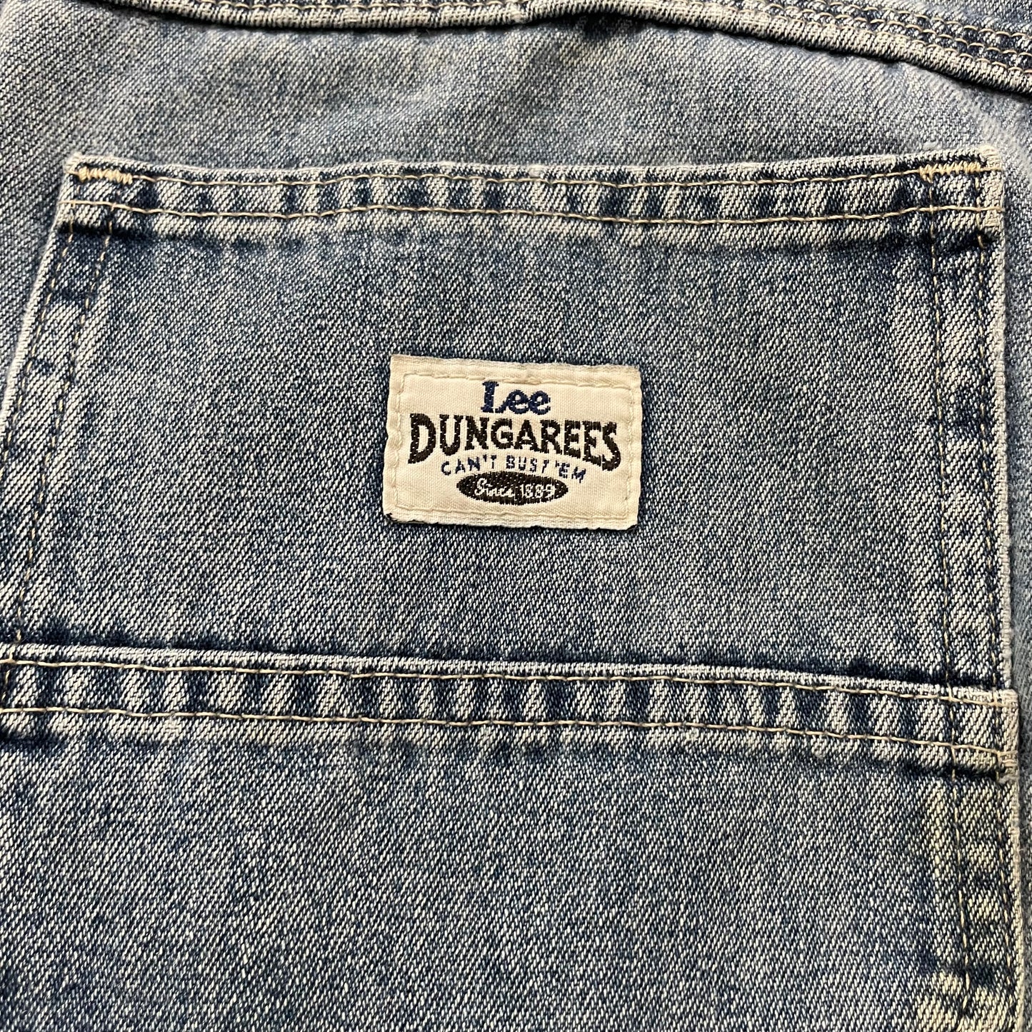 Lee Dungarees Men's Blue Wide Leg Carpenter Denim Jeans Pockets Logo Size W31