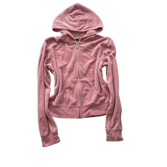 Vintage Juicy Couture Women's Pink Velour Full Zip Hoodie Pockets Casual Size S