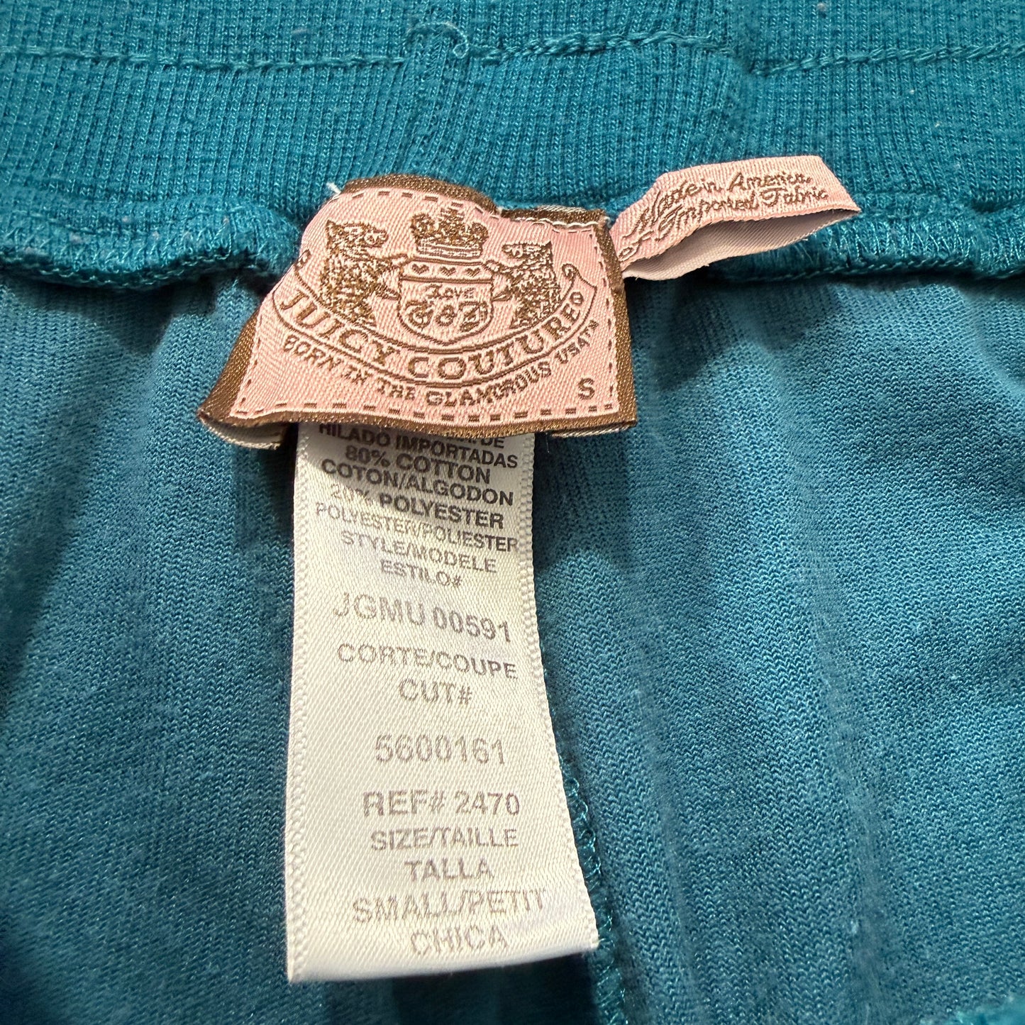 Vintage Juicy Couture Womens Teal Blue Velour Tracksuit Set Hoodie & Pant Size S