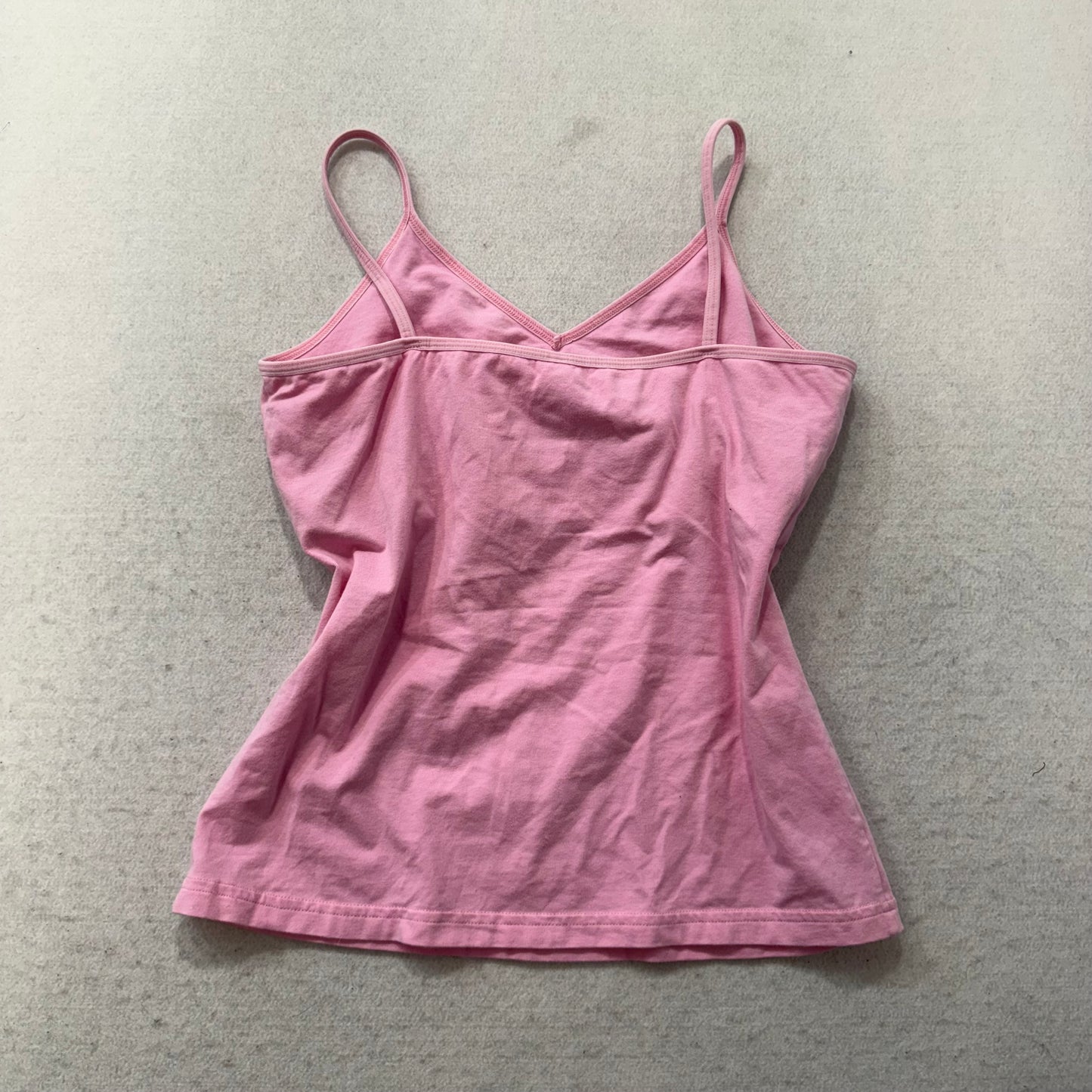 Dance Women's Baby Pink Cotton Camisole Tank Top V-Neck Embroidered Logo Size XL