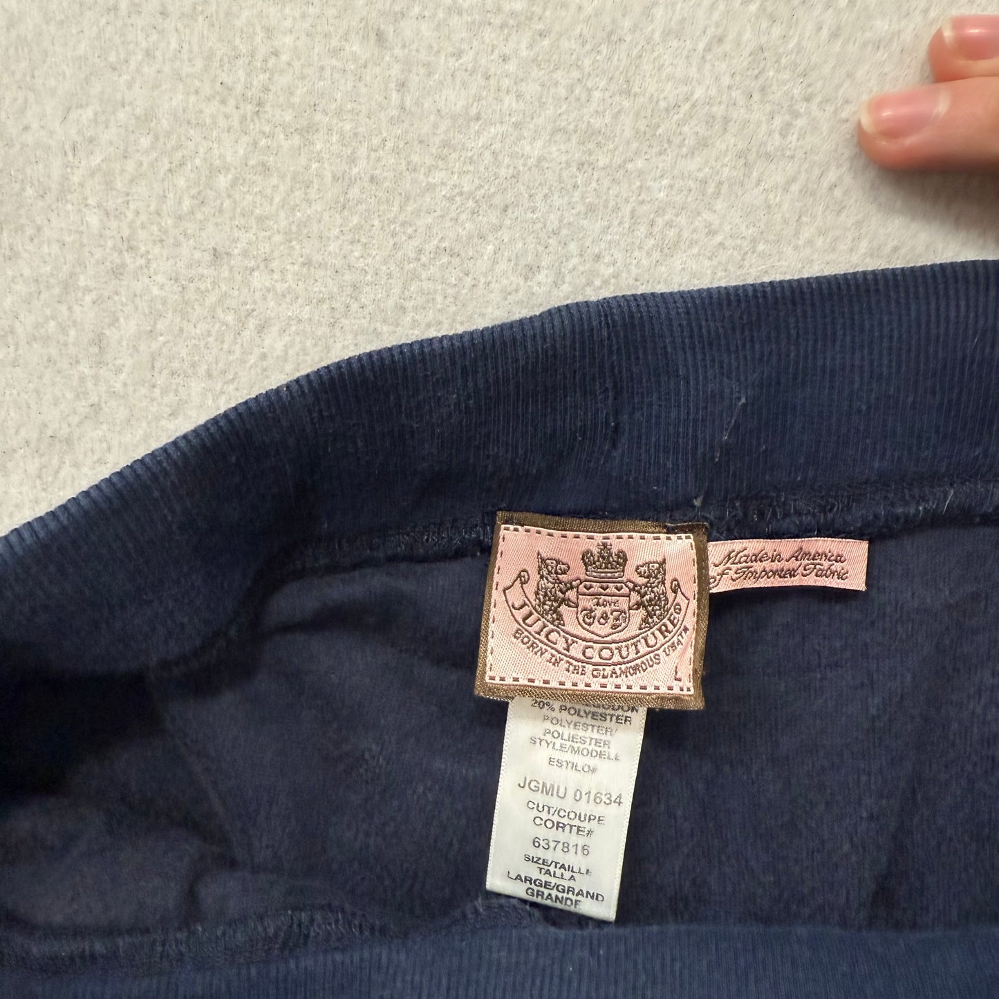 Vintage Juicy Couture Womens Navy Straight Wide Leg Track Pant Loungewear Size L