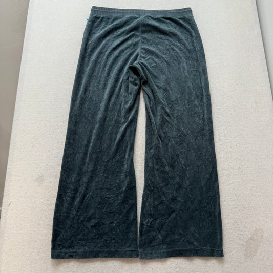 Juicy Couture Women's Deep Sea Green Velour Flared Track Pants Drawstring Size M
