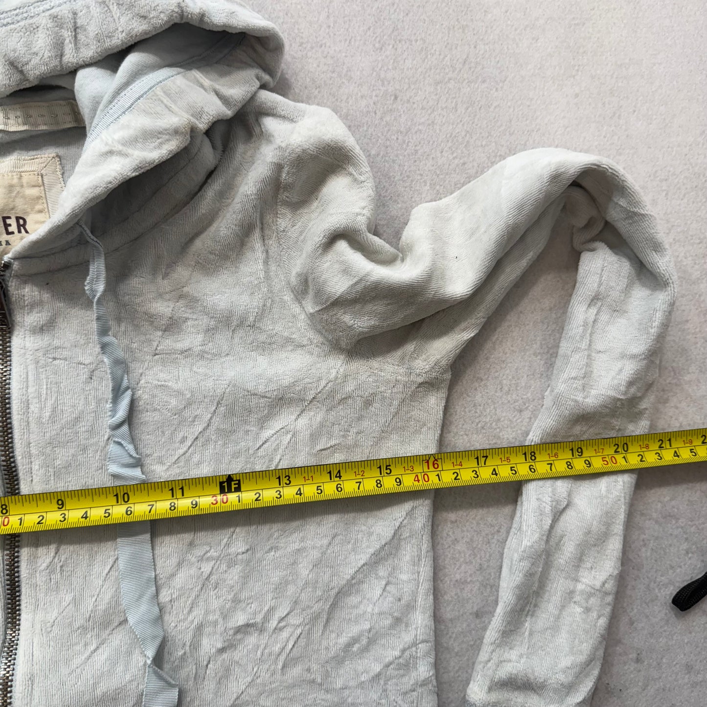 Hollister Womens Ice Blue Velour Zip Up Hoodie Loungewear Kangaroo Pocket Size S