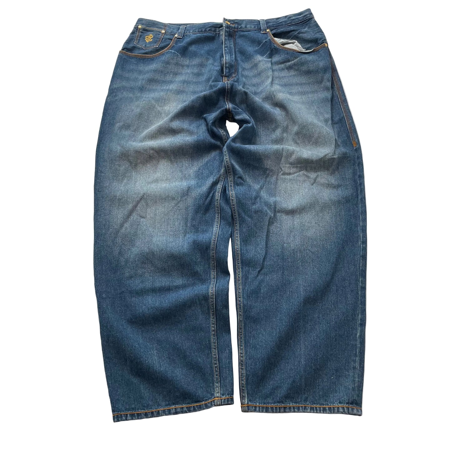 Rocawear Men's Blue Denim Wide Leg Baggy Jeans Y2K Streetwear Loose Fit Size 46