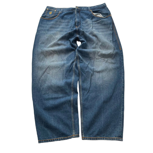 Rocawear Men's Blue Denim Wide Leg Baggy Jeans Y2K Streetwear Loose Fit Size 46