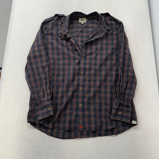 Vintage Juicy Couture Dirty English Plaid Button Up Gold Back Print XL Mens
