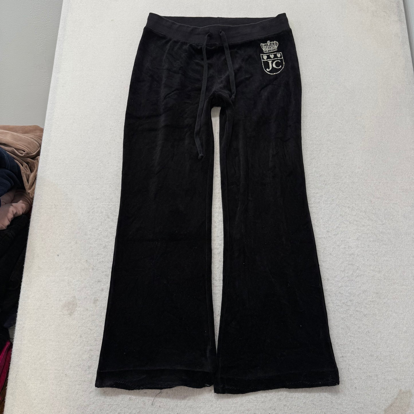 Vintage Juicy Couture Women Black Velour Tracksuit Sets Hoodie & Pant Y2k Size S