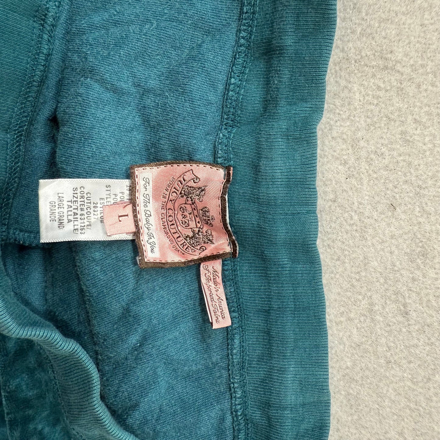 Vintage Juicy Couture Women's Teal Velour Flared Track Pant Low Rise Y2K Size L