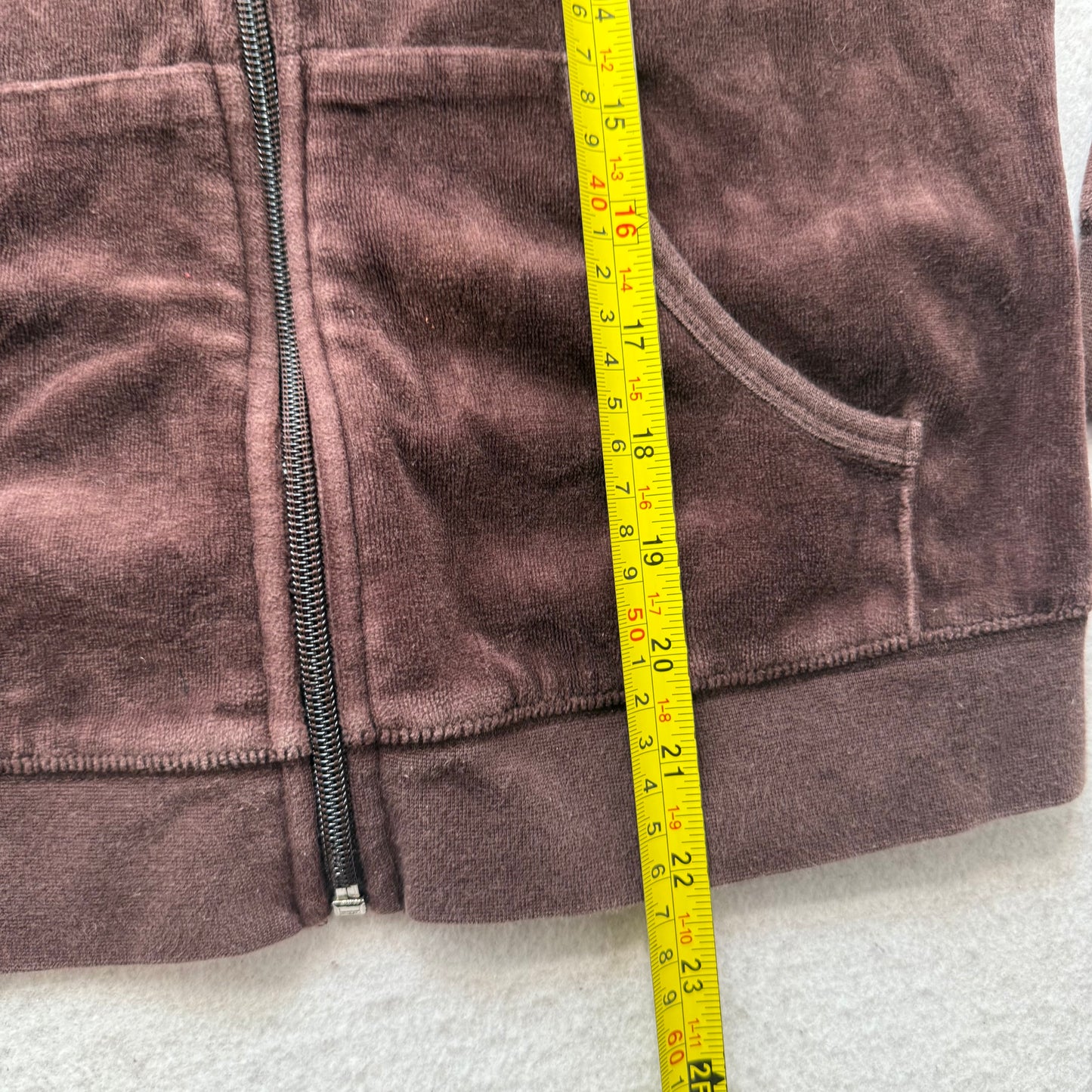 Vintage Juicy Couture Women's Dark Brown Velour Zip-Up Hoodie Pockets Y2k Size S