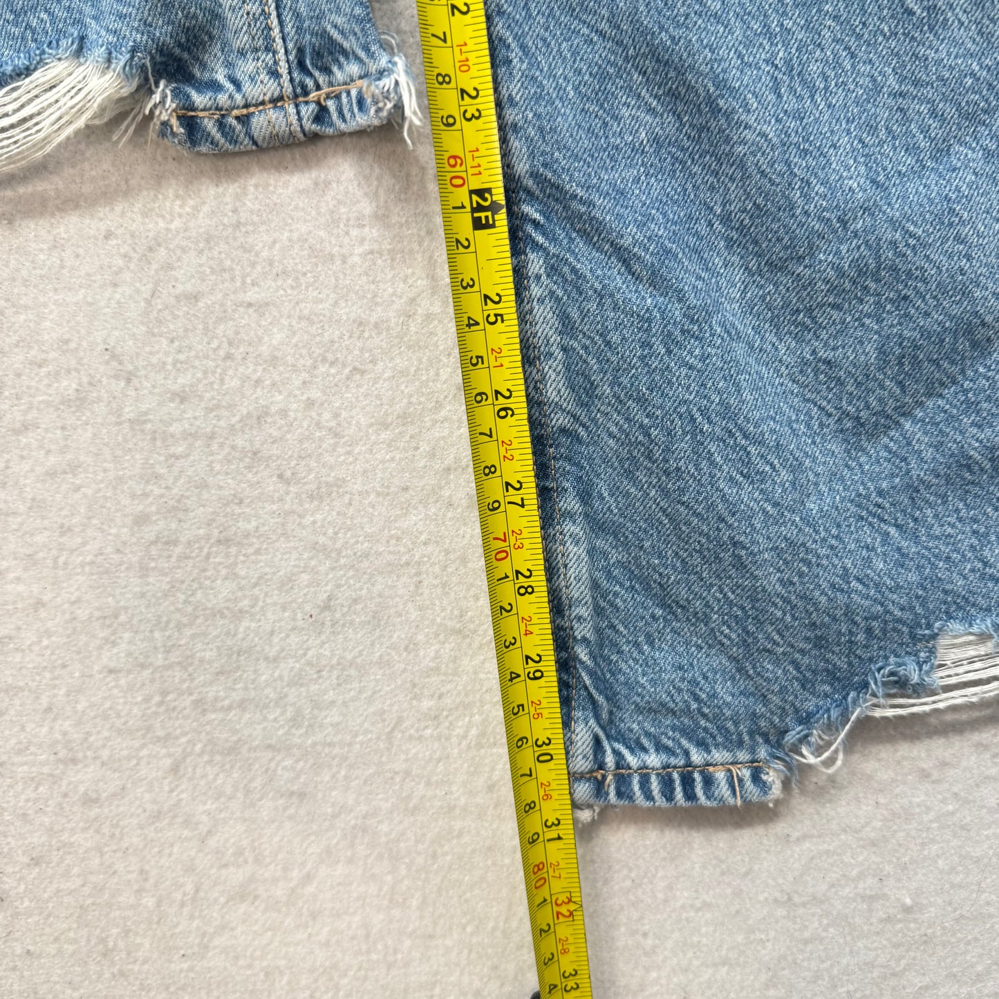 American Eagle Women's Blue Denim Straight Wide Leg Jeans Frayed Hem Y2K Size 26