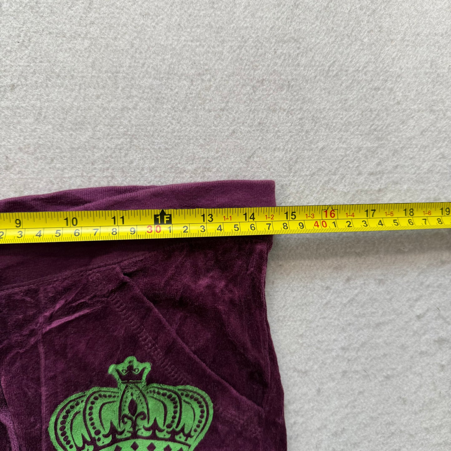 Juicy Couture Women Dark Plum Velour Wide Leg Flare Track Pant Drawstring Size M