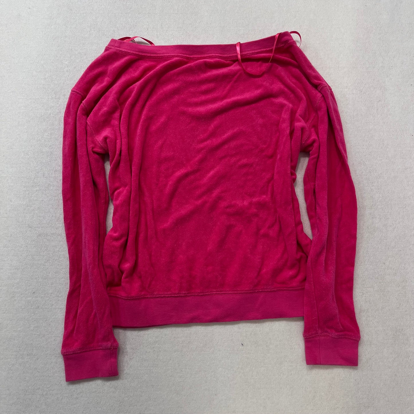 Vintage Juicy Couture pink off-the-shoulder terry shirt size S
