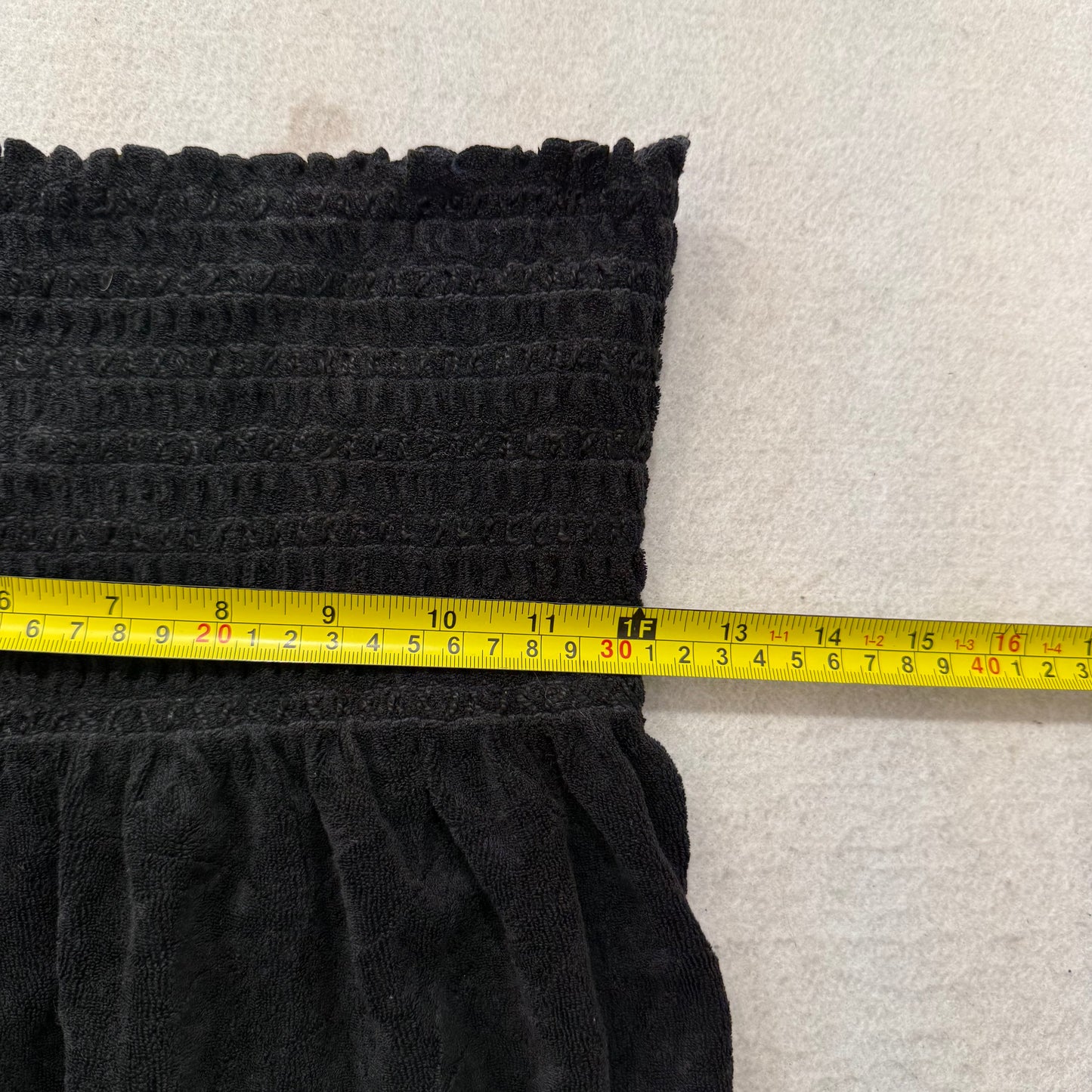 Vintage Juicy Couture Women Black Terrycloth Smocked Tube Dress Strapless Size L