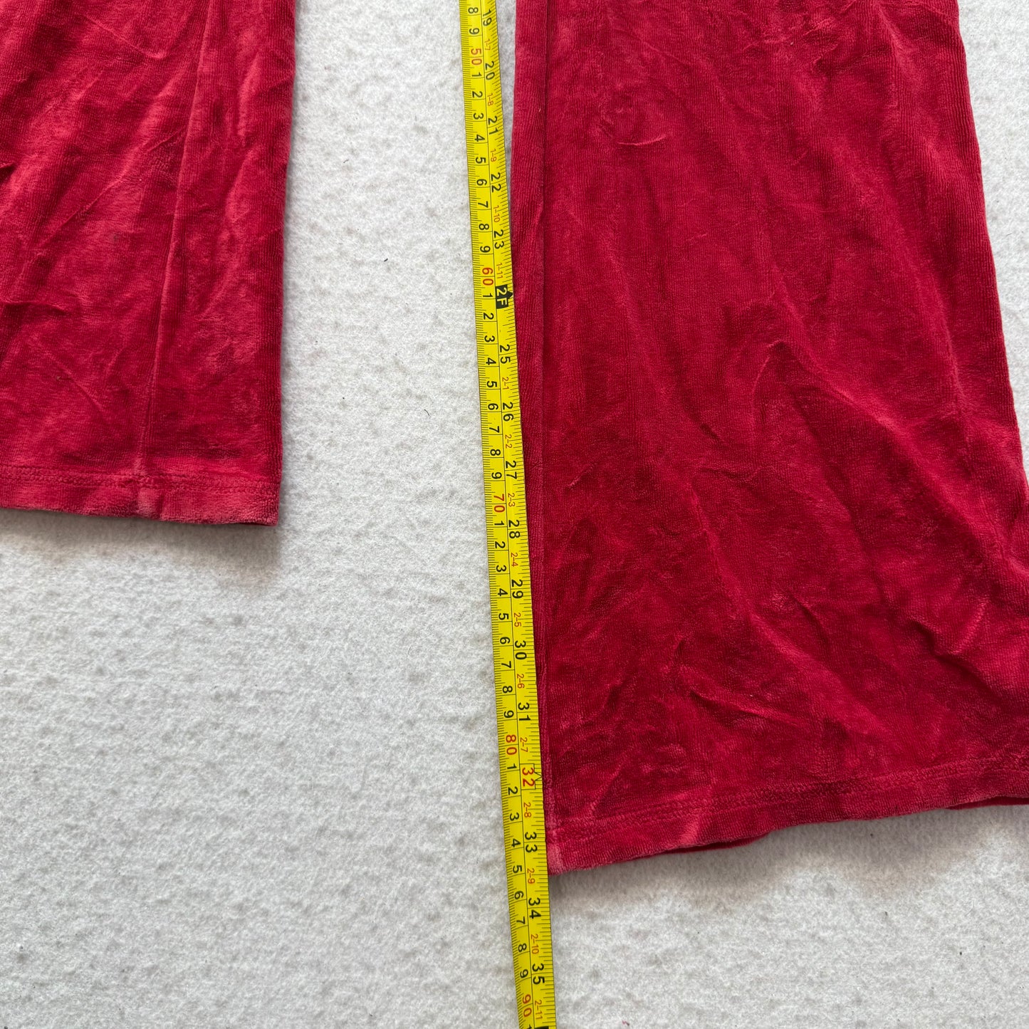 Vintage Juicy Couture Women's Dark Red Velour Flare Track Pant Drawstring Size S