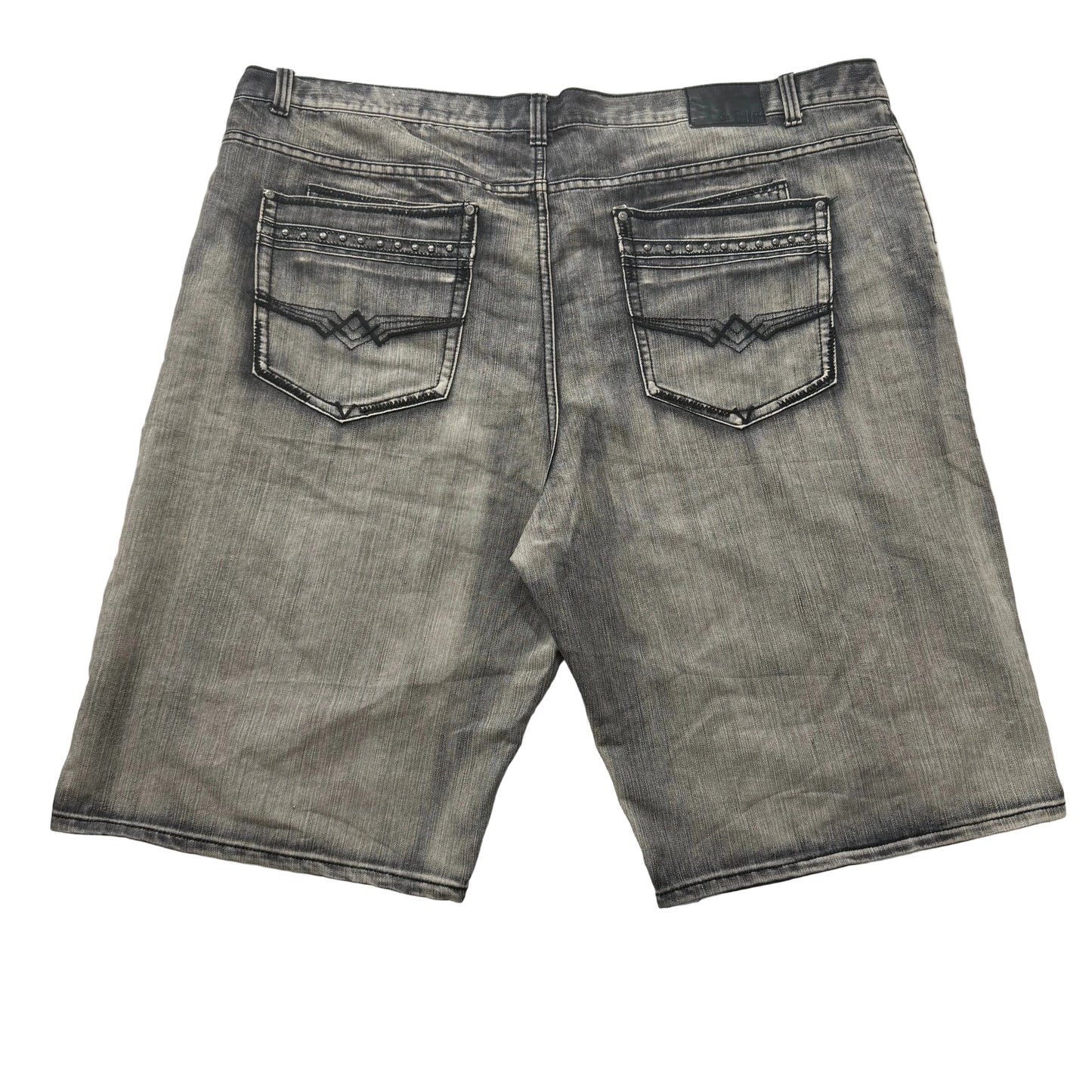 GS 115 Men's Gray Baggy Denim Shorts Streetwear Embroidered Pocket Y2K Size 50