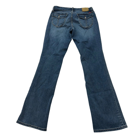 Lucky Brand Leyla Boot Womens Blue Denim Flared Jeans Back Snap Pockets Waist 28