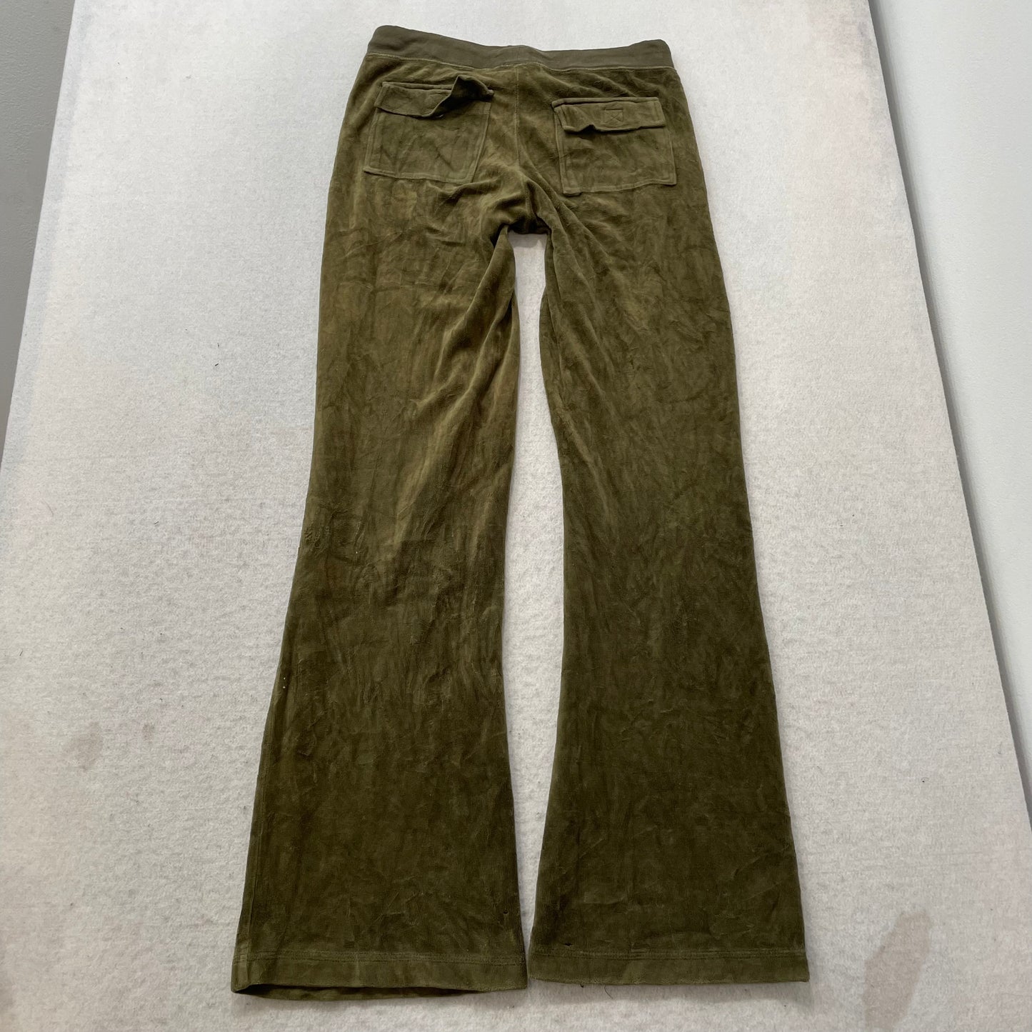 Vtg Juicy Couture Womens Olive Green Velour Tracksuit Set Hoodie & Pant Size L/S