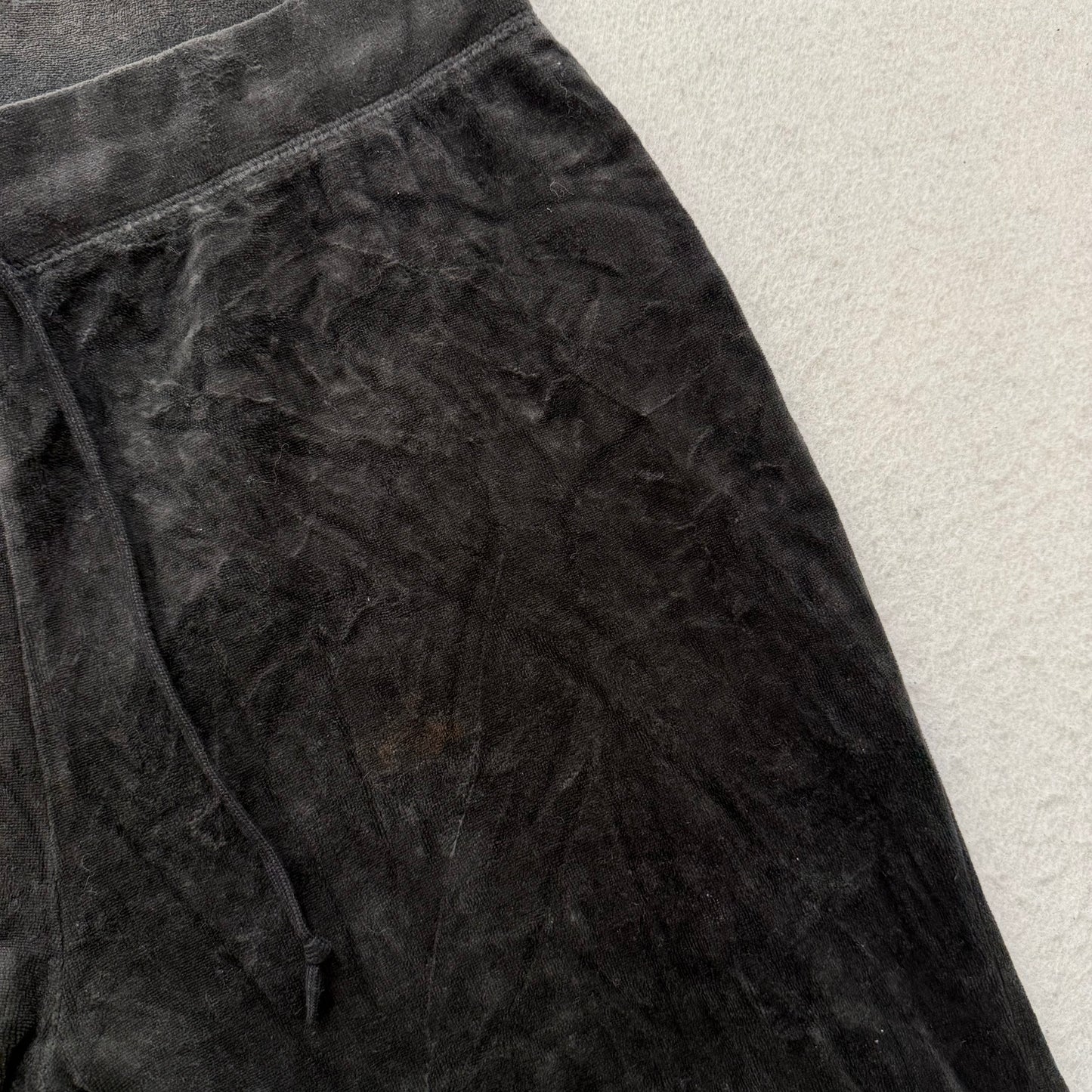 Vintage Juicy Couture Women's Charcoal Velour Tracksuit Set Jacket & Pant Size L