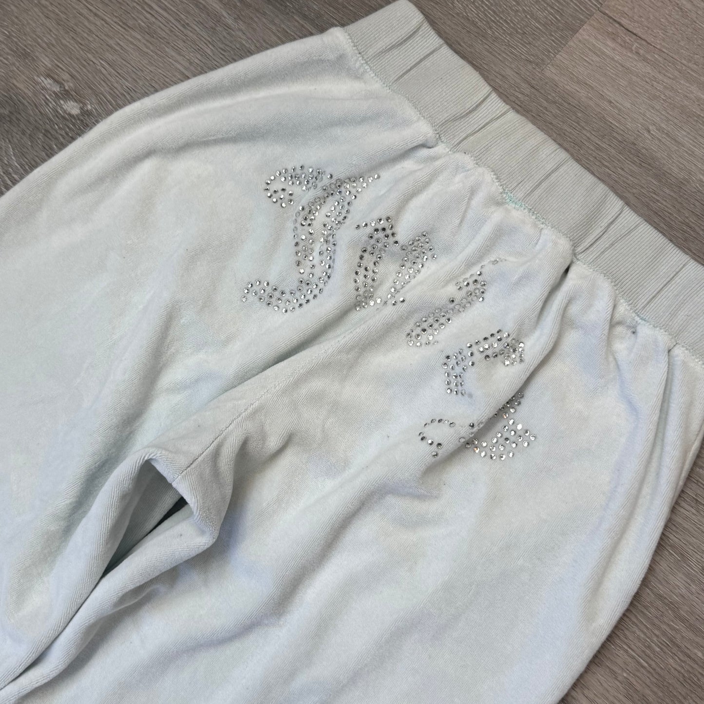Juicy Couture Forever 21 Womens Light Pastel Blue Velour Flare Track Pant Size L