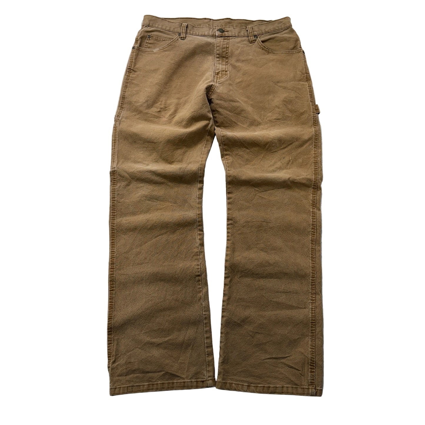 Genuine Dickies Men's Khaki Relaxed Fit Carpenter Pants Pockets Logo Size W34