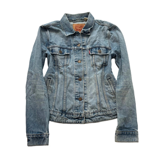 Levi's Women's Blue Denim Trucker Jacket Light Wash Distressed Classic Size M