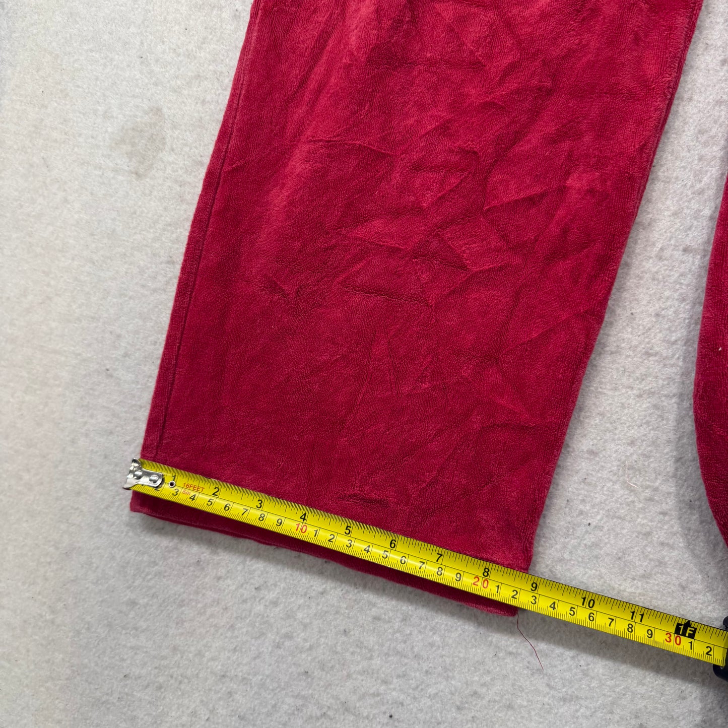 Vintage Juicy Couture Women's Red Velour Flared Track Pant Drawstring Y2k Size L