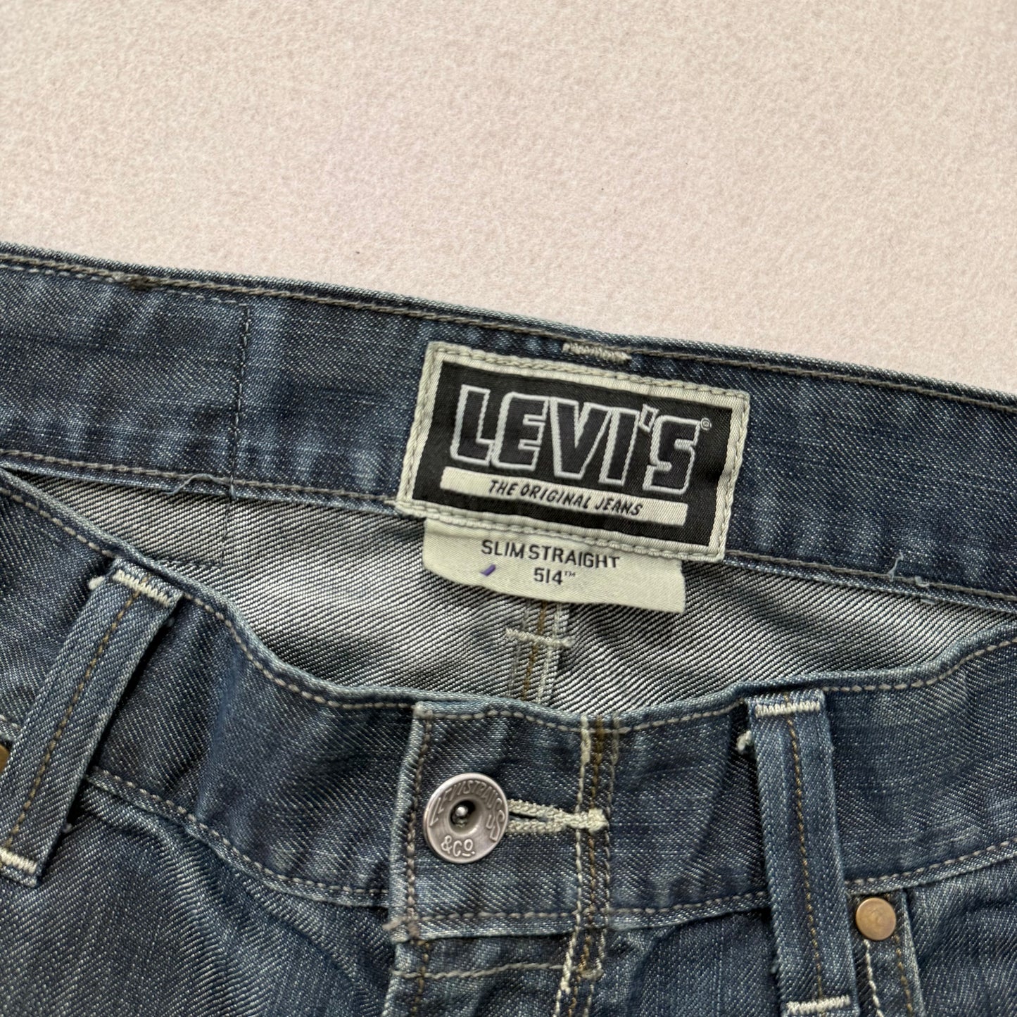 Levi's 514 Men's Blue Denim Slim Straight Jeans Button-Flap Back Pockets Size 30