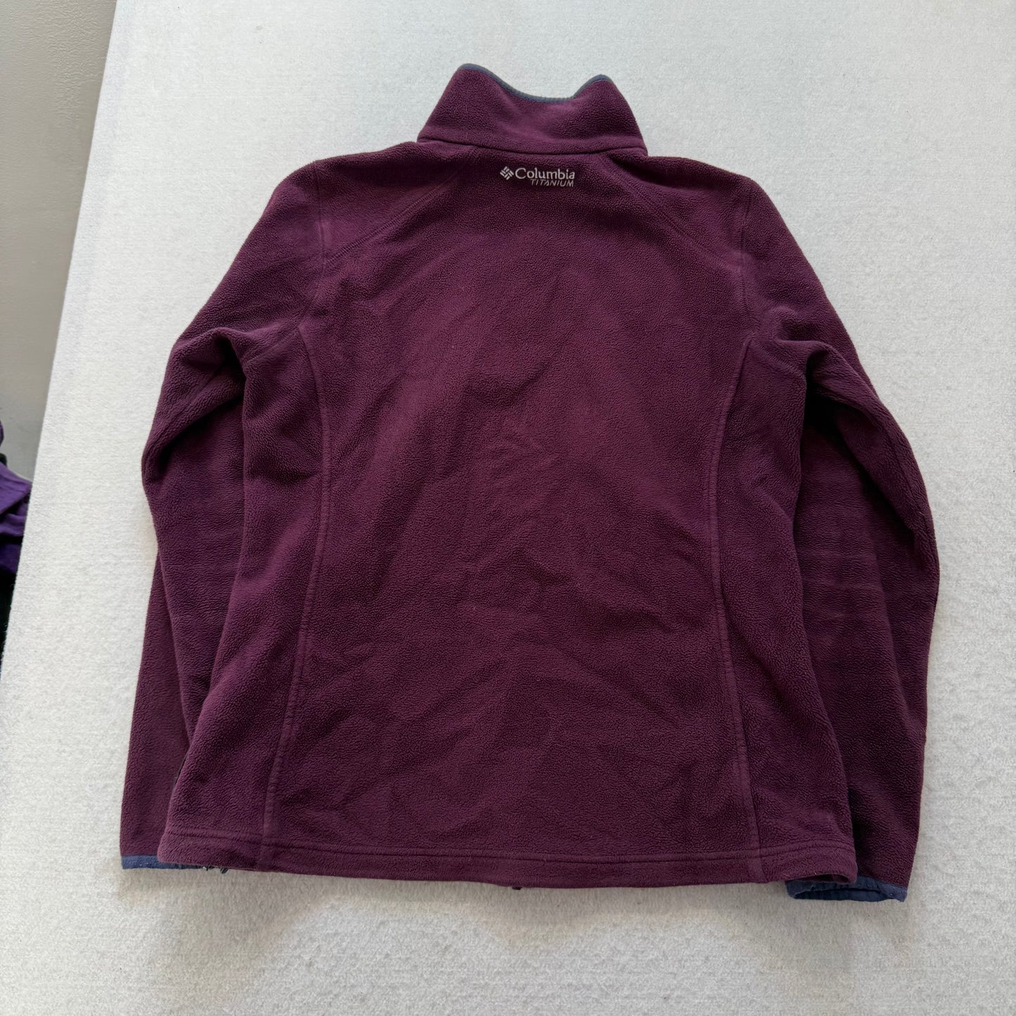 Columbia Titanium Women's Maroon Full-Zip Fleece Jacket Mock Neck Pockets Size M