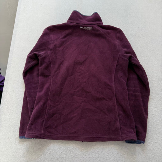 Columbia Titanium Women's Maroon Full-Zip Fleece Jacket Mock Neck Pockets Size M