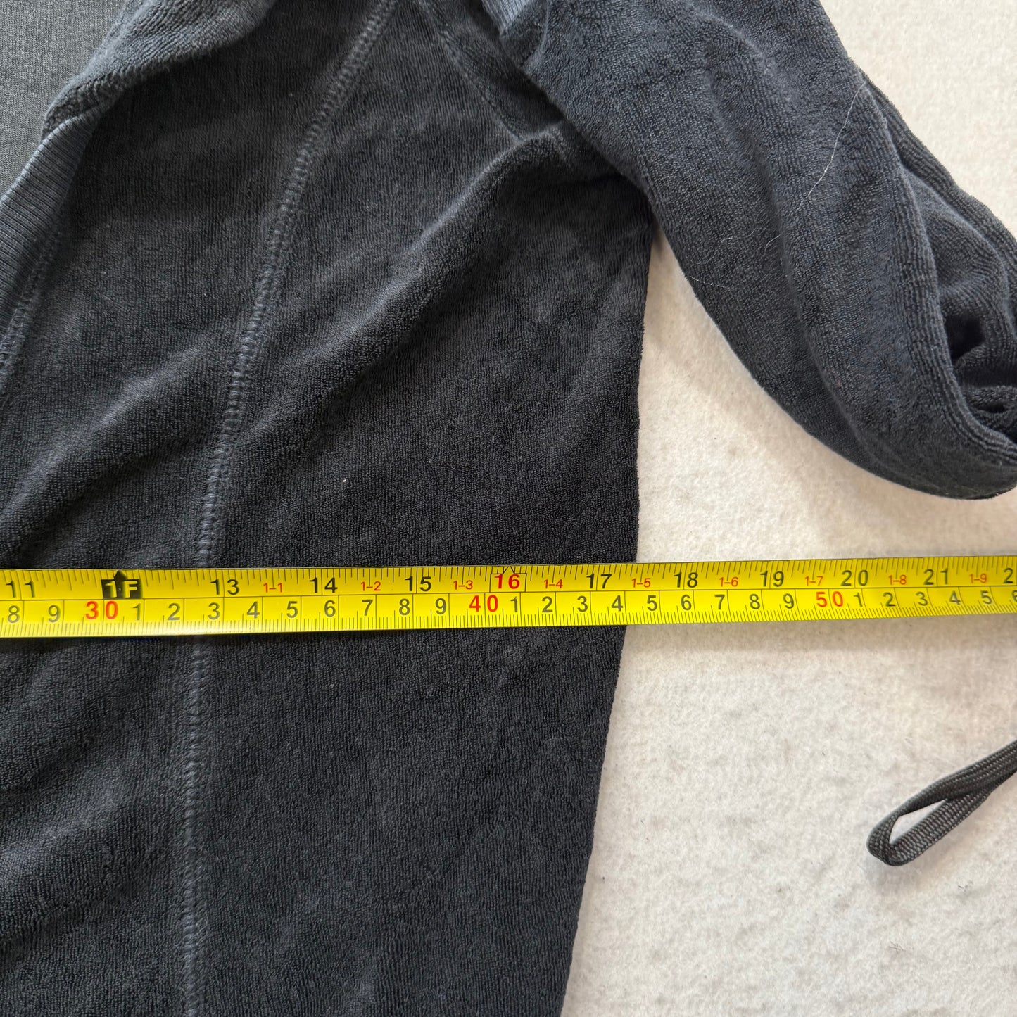 Vintage Juicy Couture Womens Black Terry Cloth Zip-Up Long Hoodie Pockets Size L