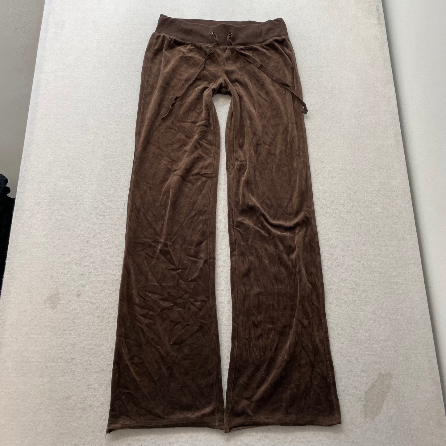 Vintage Juicy Couture Women's Brown Velour Flared Track Pant Drawstring Size S