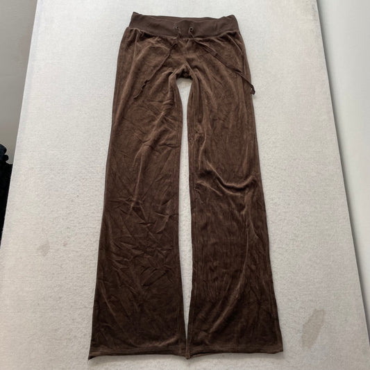 Vintage Juicy Couture Women's Brown Velour Flared Track Pant Drawstring Size S