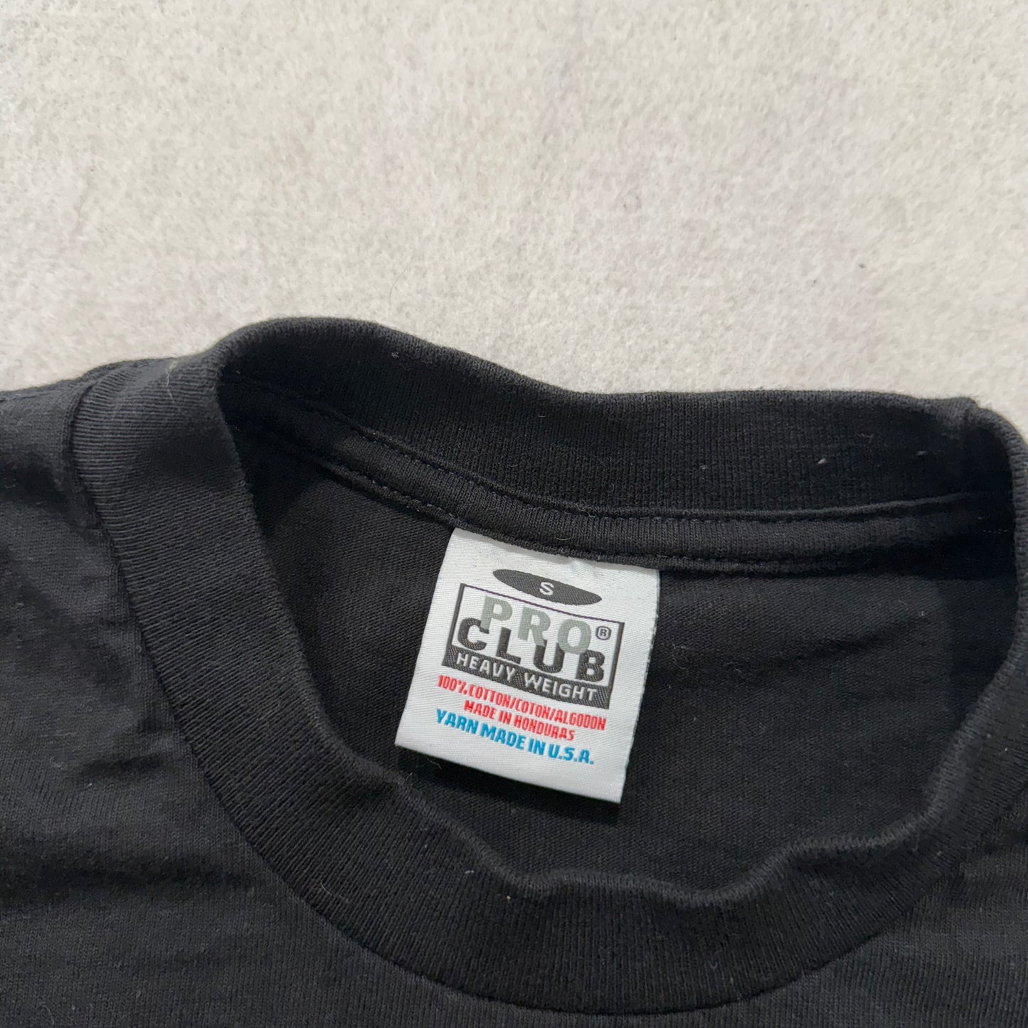 Pro Club Mens Black Heavyweight Cotton T-Shirt Long Sleeves Crew Neck Tee Size S