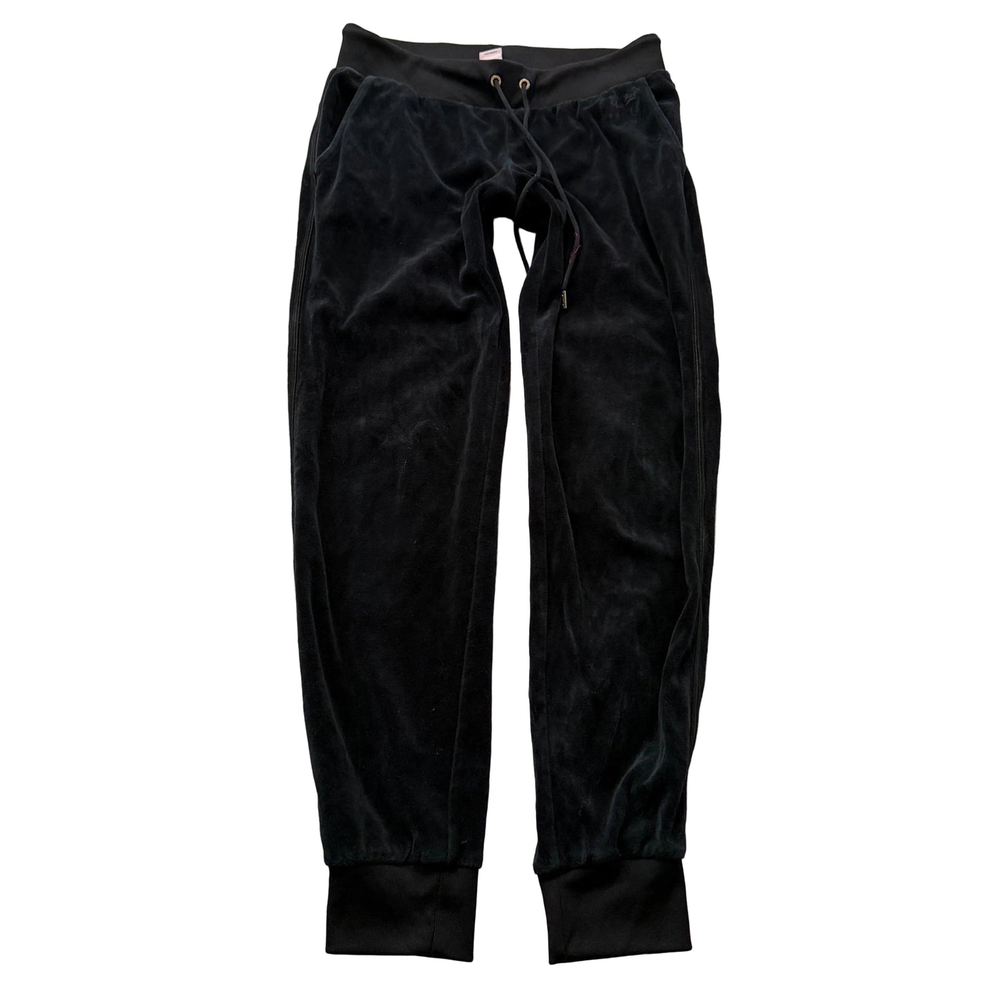 Juicy Couture Women's Black Velour Jogger Pants Elastic Waistband Drawstring - S