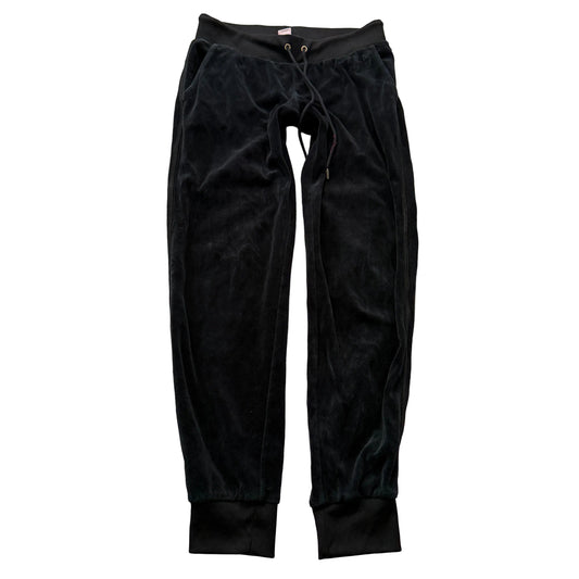 Juicy Couture Women's Black Velour Jogger Pants Elastic Waistband Drawstring - S