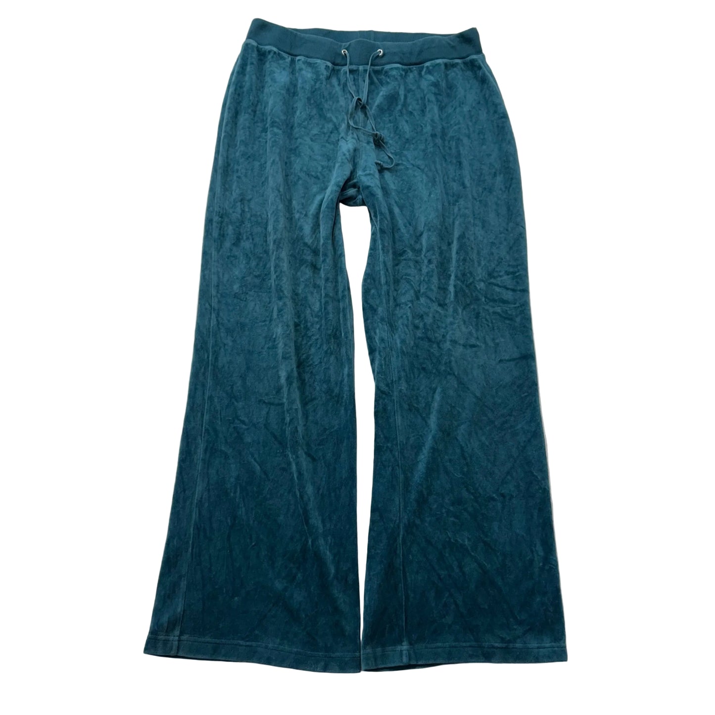 Juicy Couture Women's Teal Blue Velour Flared Track Pants Low Rise Size XL