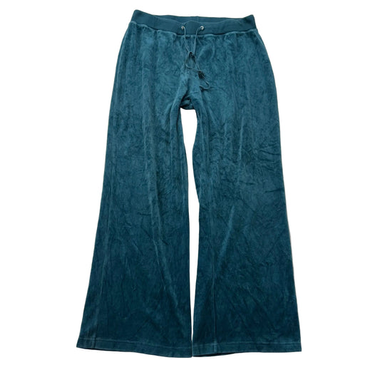 Juicy Couture Women's Teal Blue Velour Flared Track Pants Low Rise Size XL