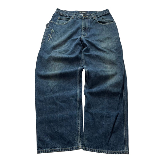 Sean John Men's Blue Denim Wide Leg Baggy Jeans Streetwear Loose Fit Y2k Size 34