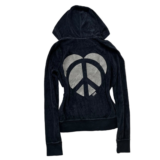 Vintage Victoria’s Secret PINK faded black full-zip hoodie size S