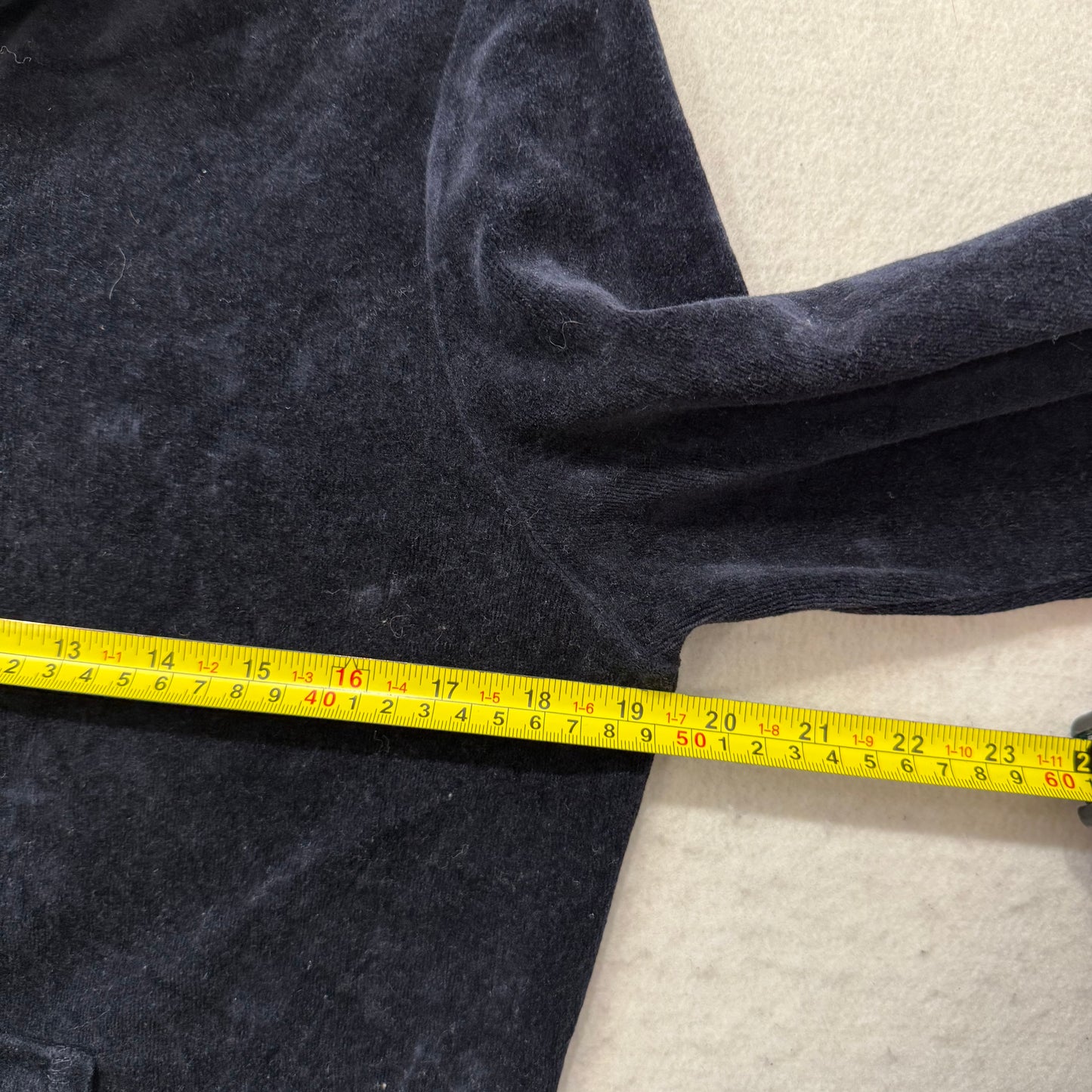 Vintage Juicy Couture Women's Navy Velour Full Zip Track Jacket Mock Neck Size L
