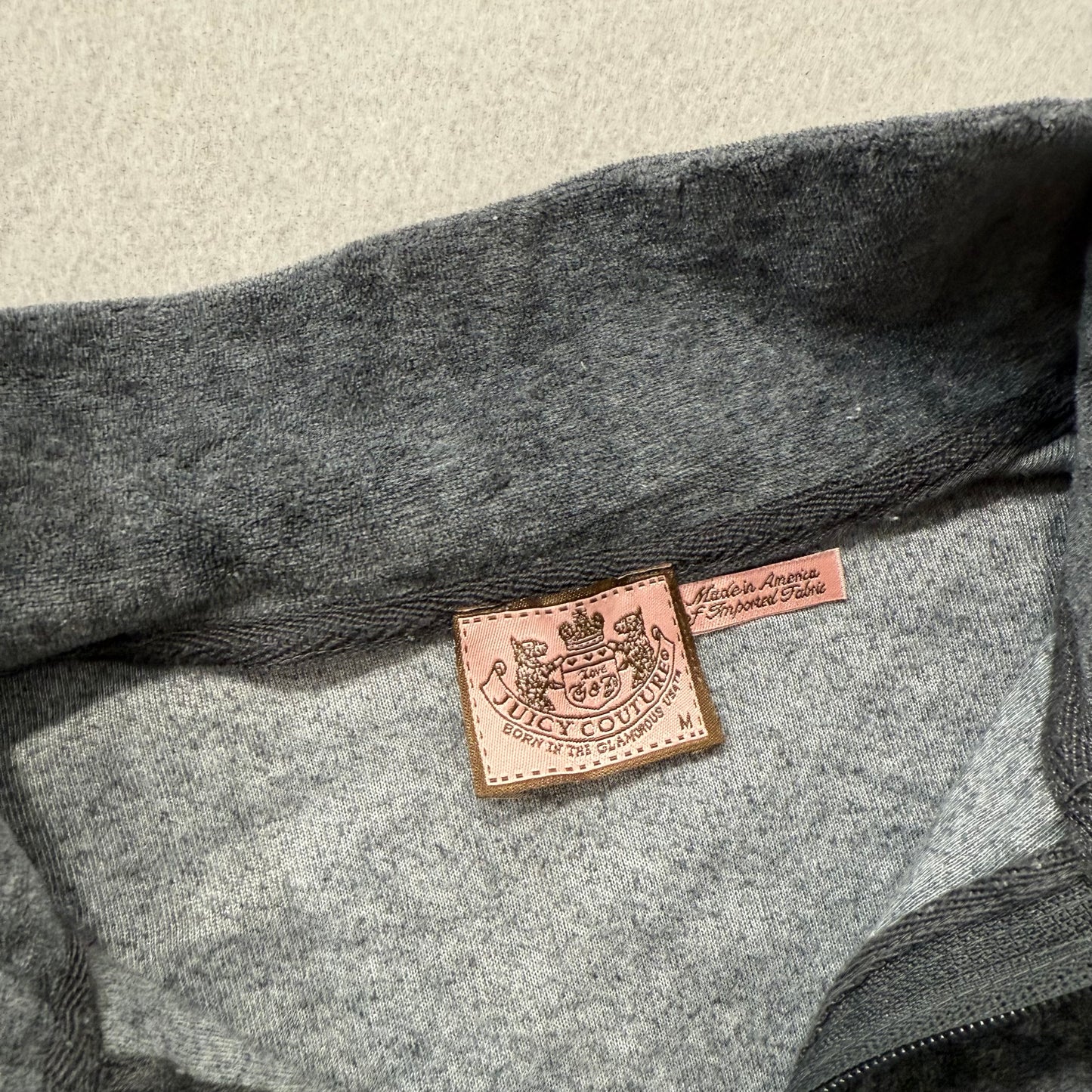 Juicy Couture Women's Gunmetal Velour Zip Up Track Jacket Loungewear Y2K Size M