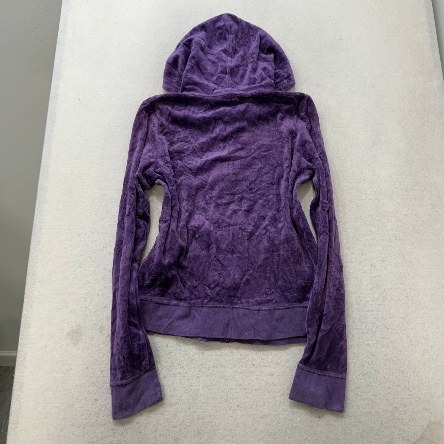 Juicy Couture Women's Purple Velour Zip Up Hoodie Loungewear Preppy Y2K Size XL