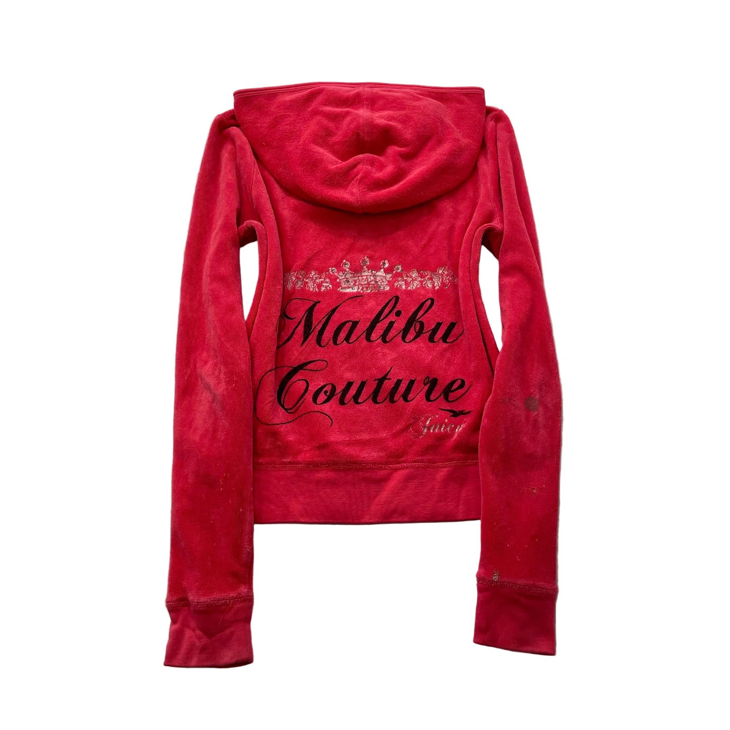 Vintage Juicy Couture Malibu Couture Womens Red Terry Cloth Hoodie Pocket Size S