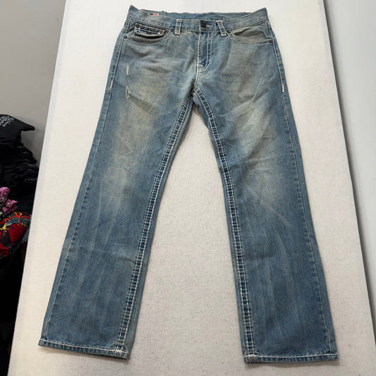 Rare True Religion Super T Ricky Men's Blue Straight Jeans Made In USA Size 38