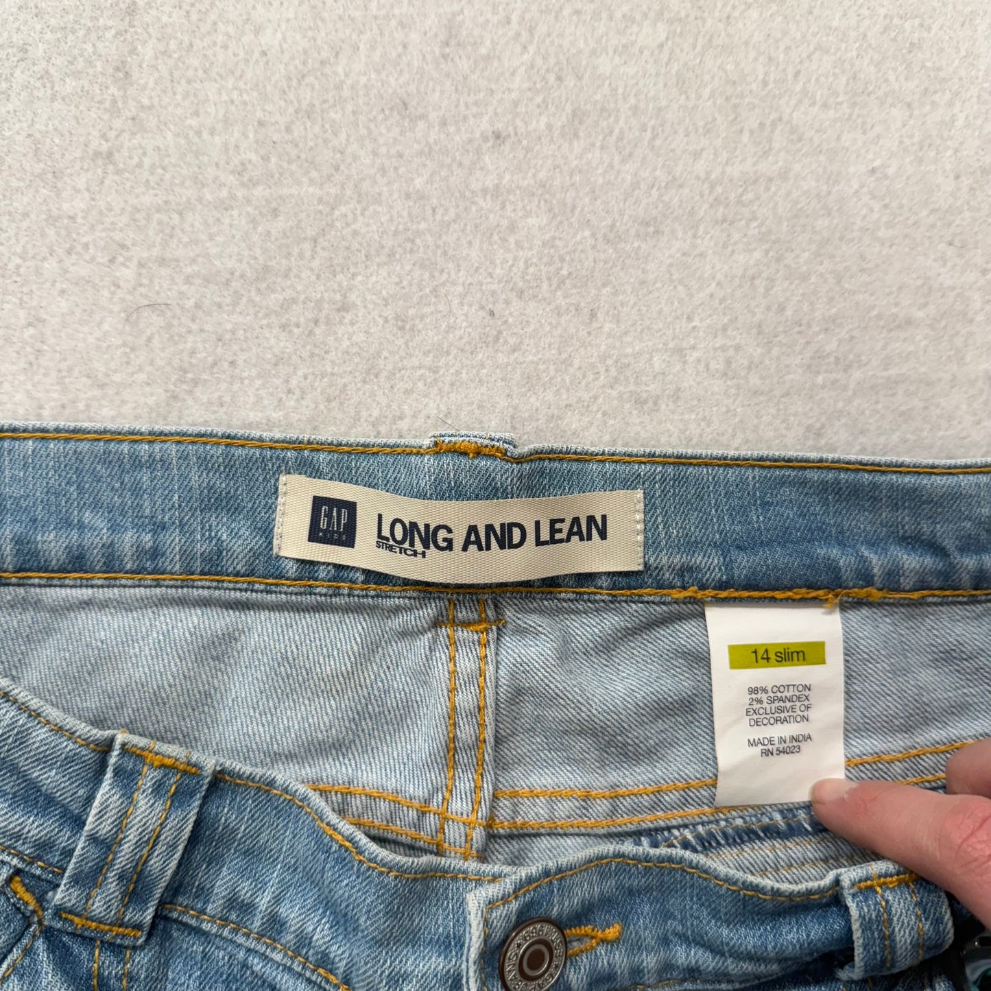 Gap Long and Lean Women's Blue Denim Slim Bootcut Jeans Embroidered Rose Size 14