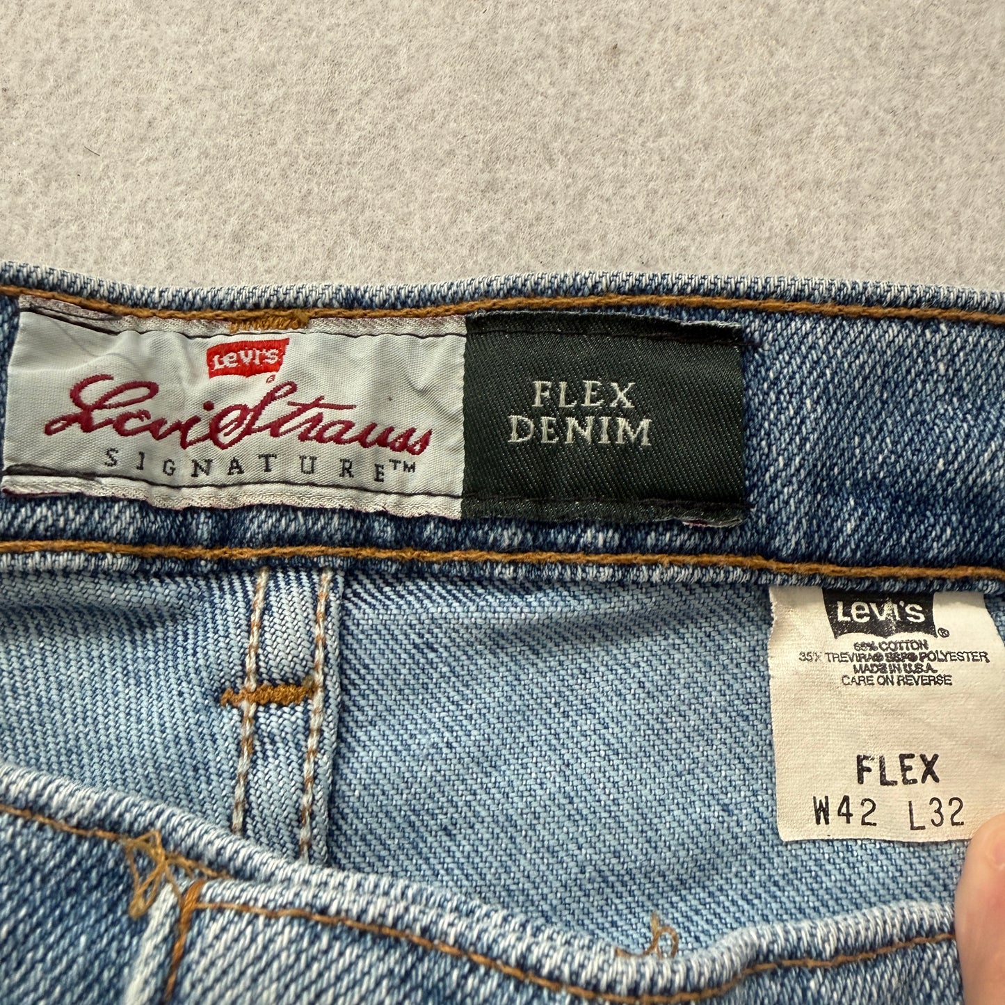 Vintage Levi's Strauss Signature Flex Denim Men's Blue Straight Jeans - W42xL32