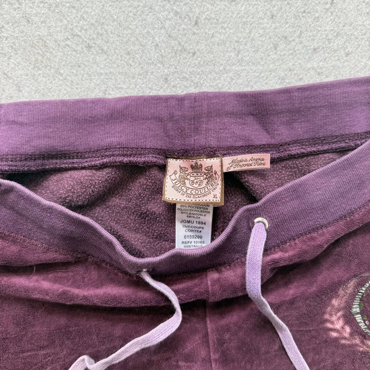 Juicy Couture Women's Plum Velour Flared Track Pants Drawstring Y2K Logo Size XL